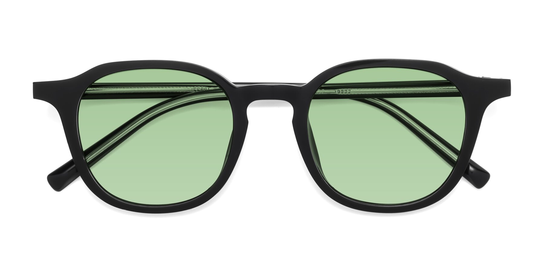 Folded Front of LaRode in Black with Medium Green Tinted Lenses
