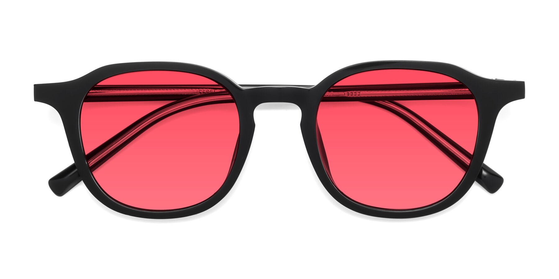Folded Front of LaRode in Black with Red Tinted Lenses