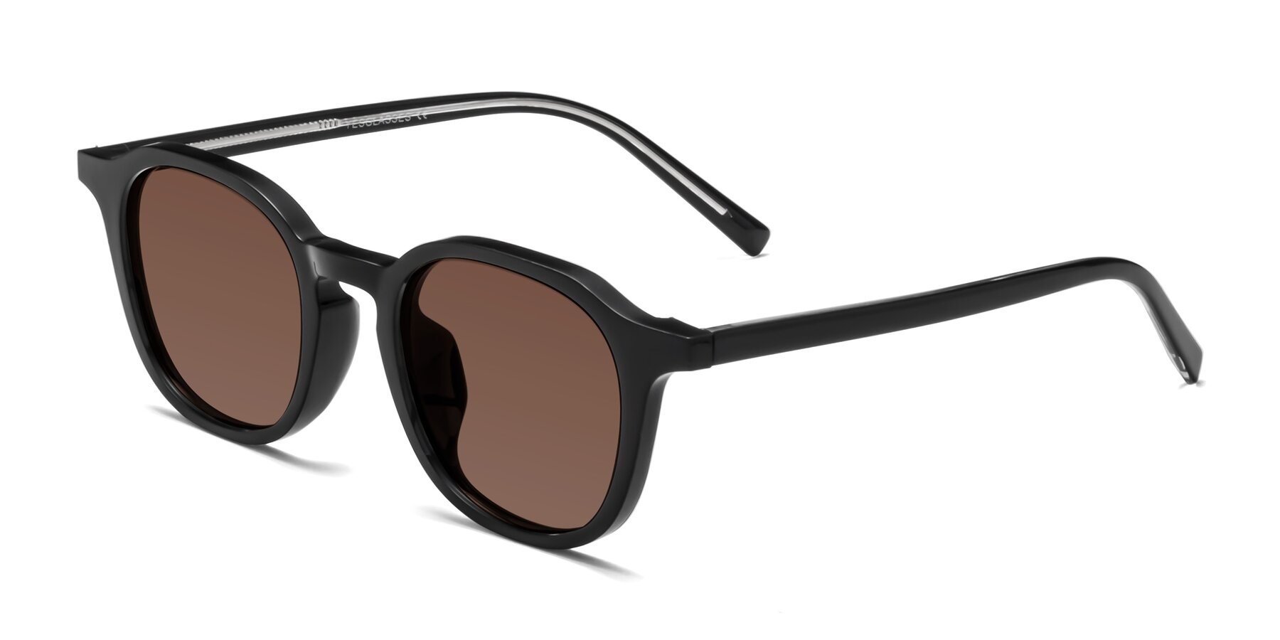 Angle of LaRode in Black with Brown Tinted Lenses
