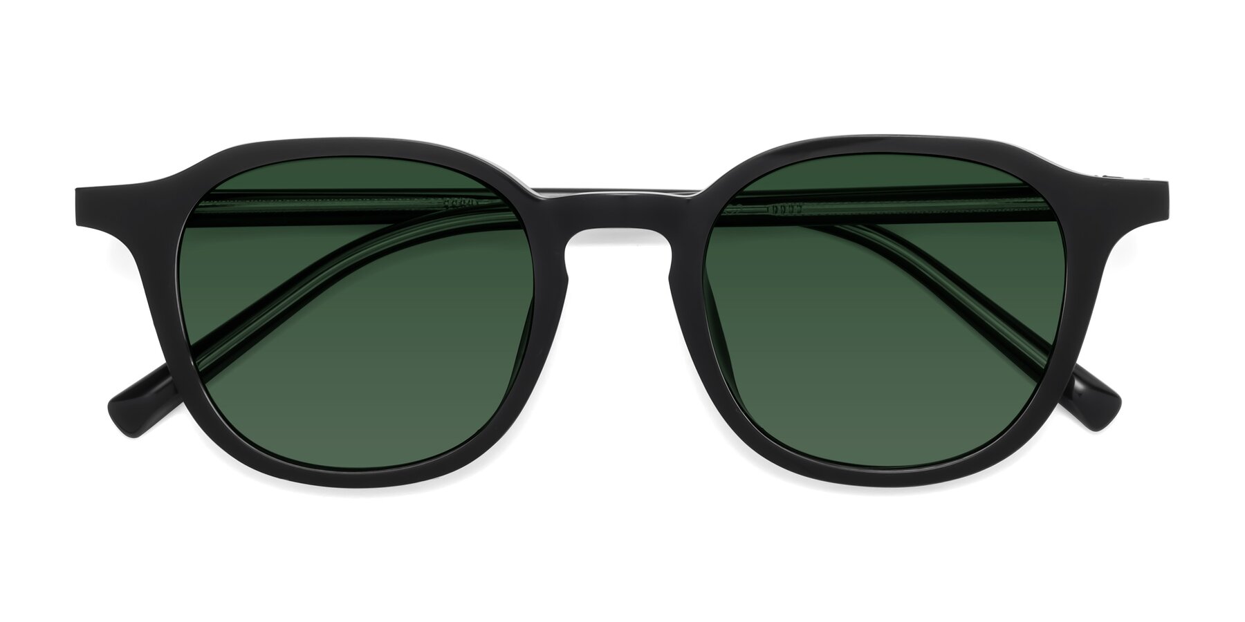 Folded Front of LaRode in Black with Green Tinted Lenses