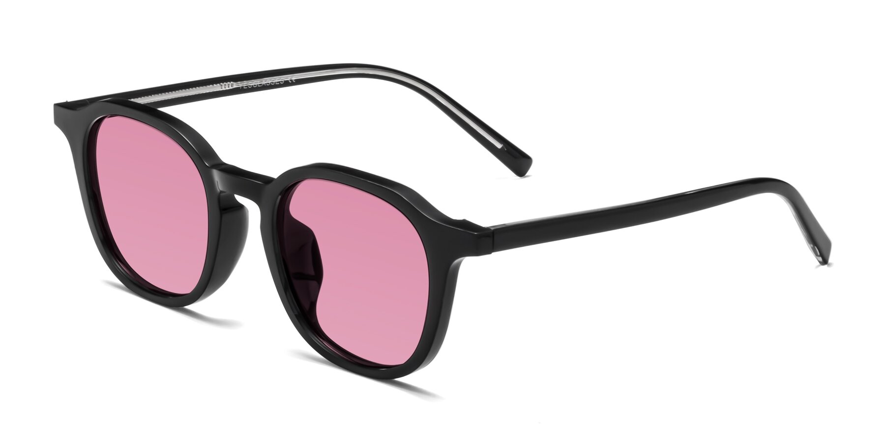 Angle of LaRode in Black with Medium Wine Tinted Lenses