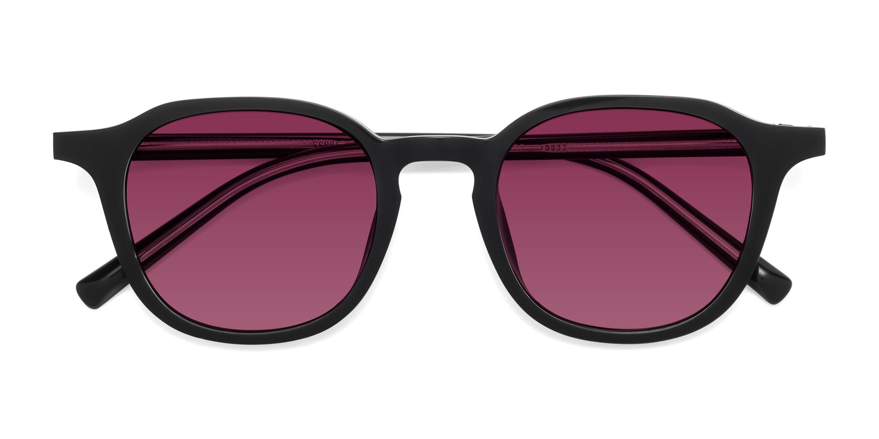 Folded Front of LaRode in Black with Wine Tinted Lenses