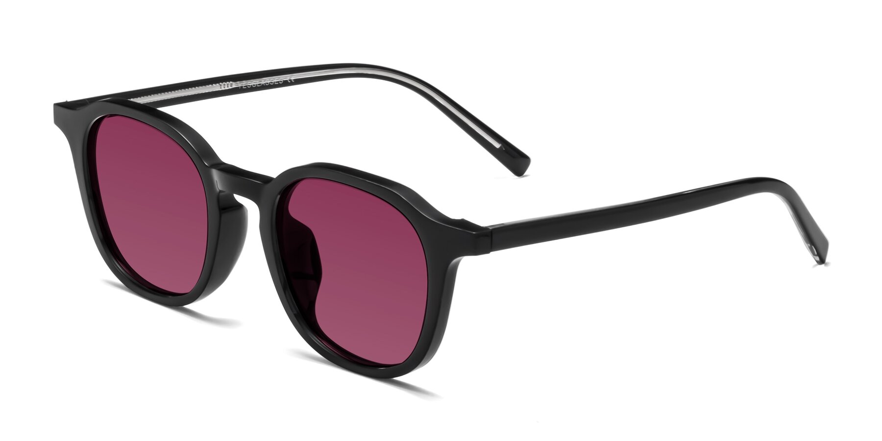 Angle of LaRode in Black with Wine Tinted Lenses