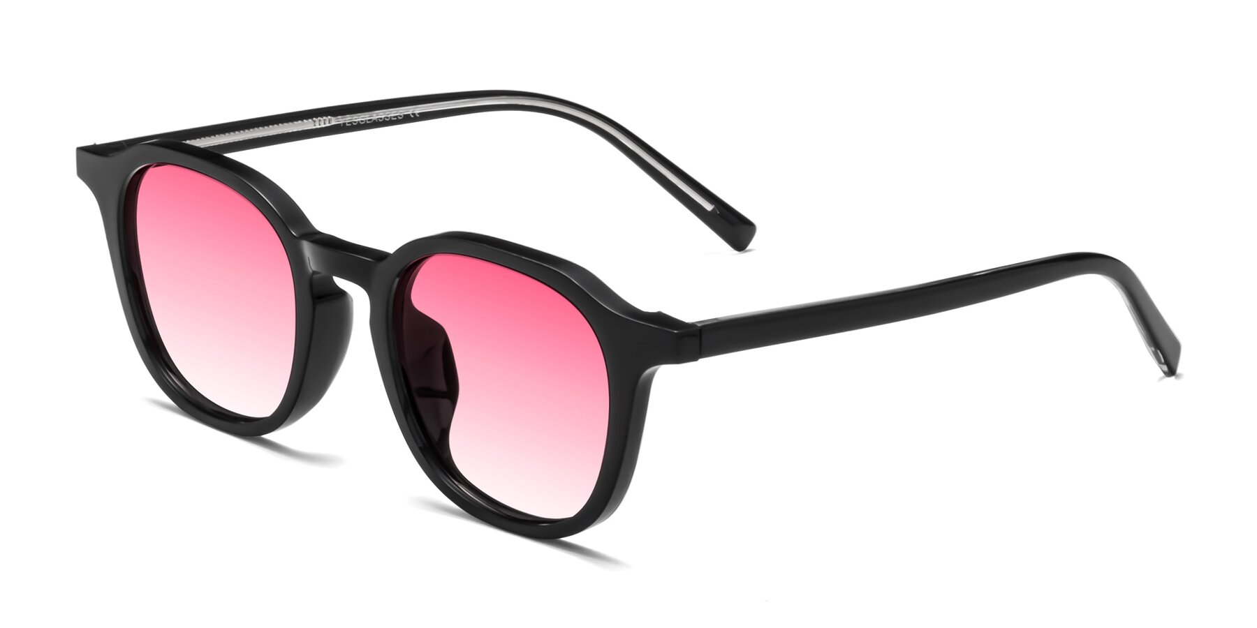 Angle of LaRode in Black with Pink Gradient Lenses