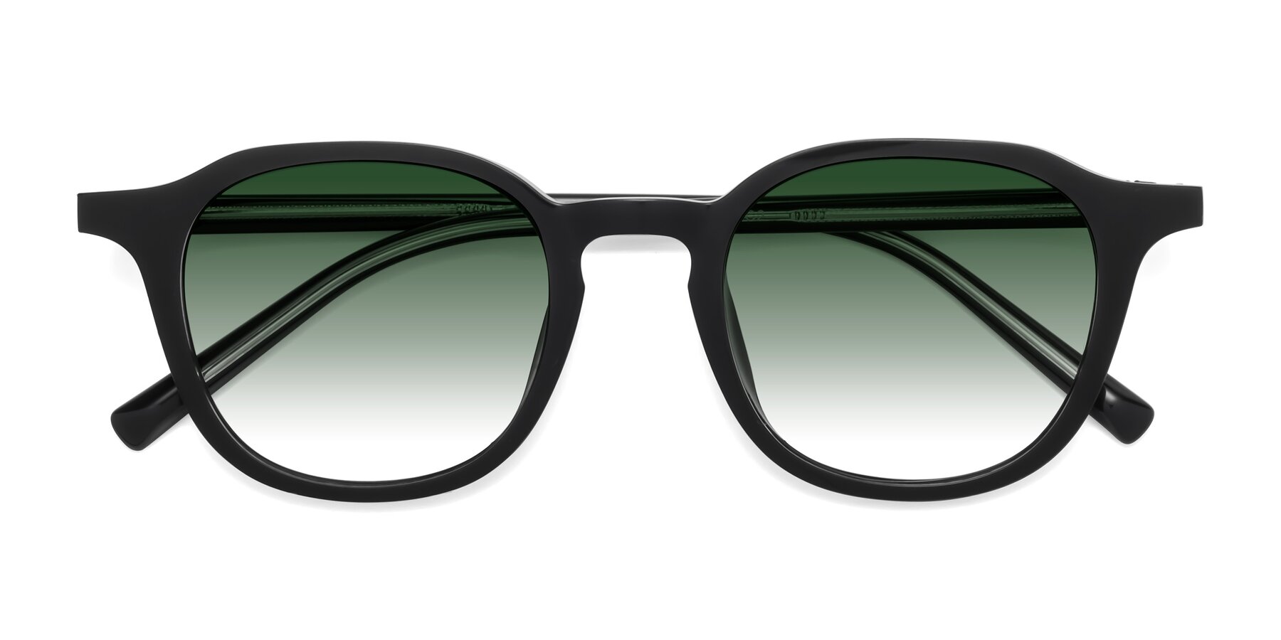 Folded Front of LaRode in Black with Green Gradient Lenses