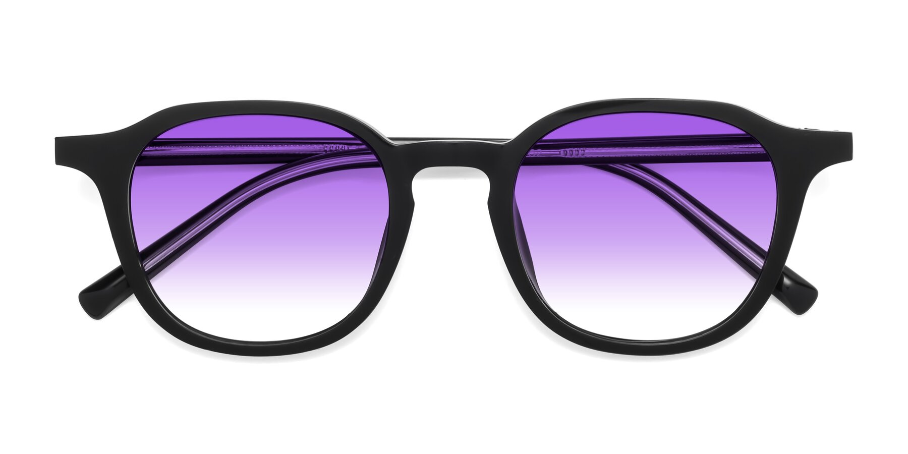 Folded Front of LaRode in Black with Purple Gradient Lenses