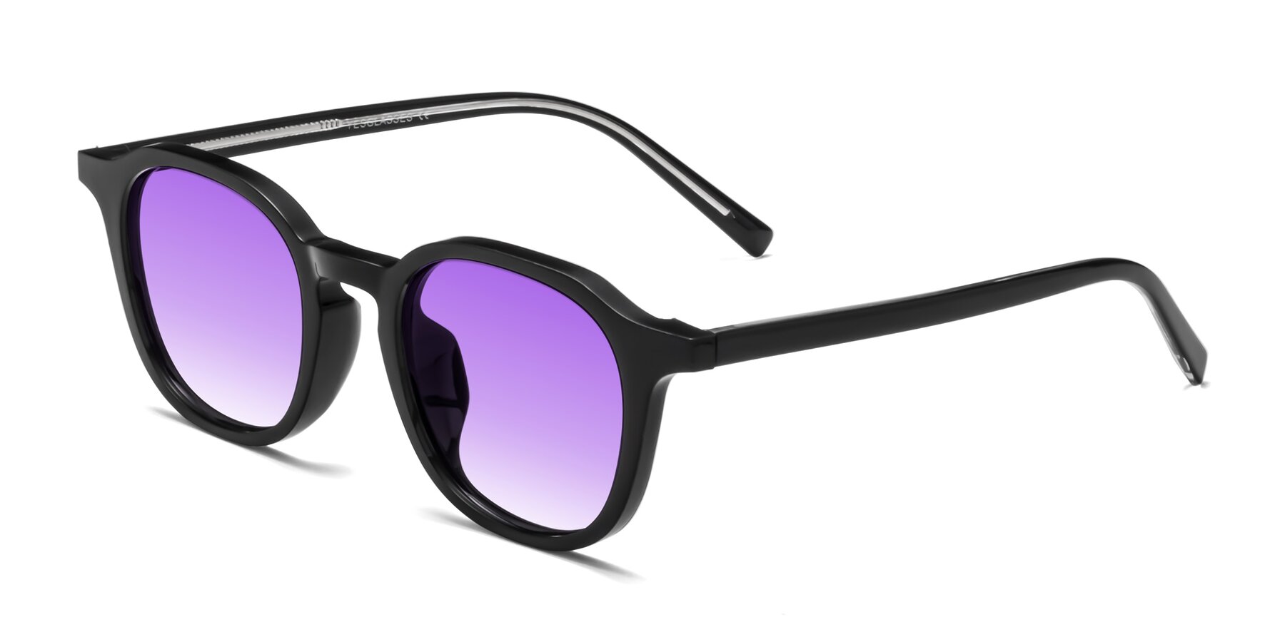 Angle of LaRode in Black with Purple Gradient Lenses