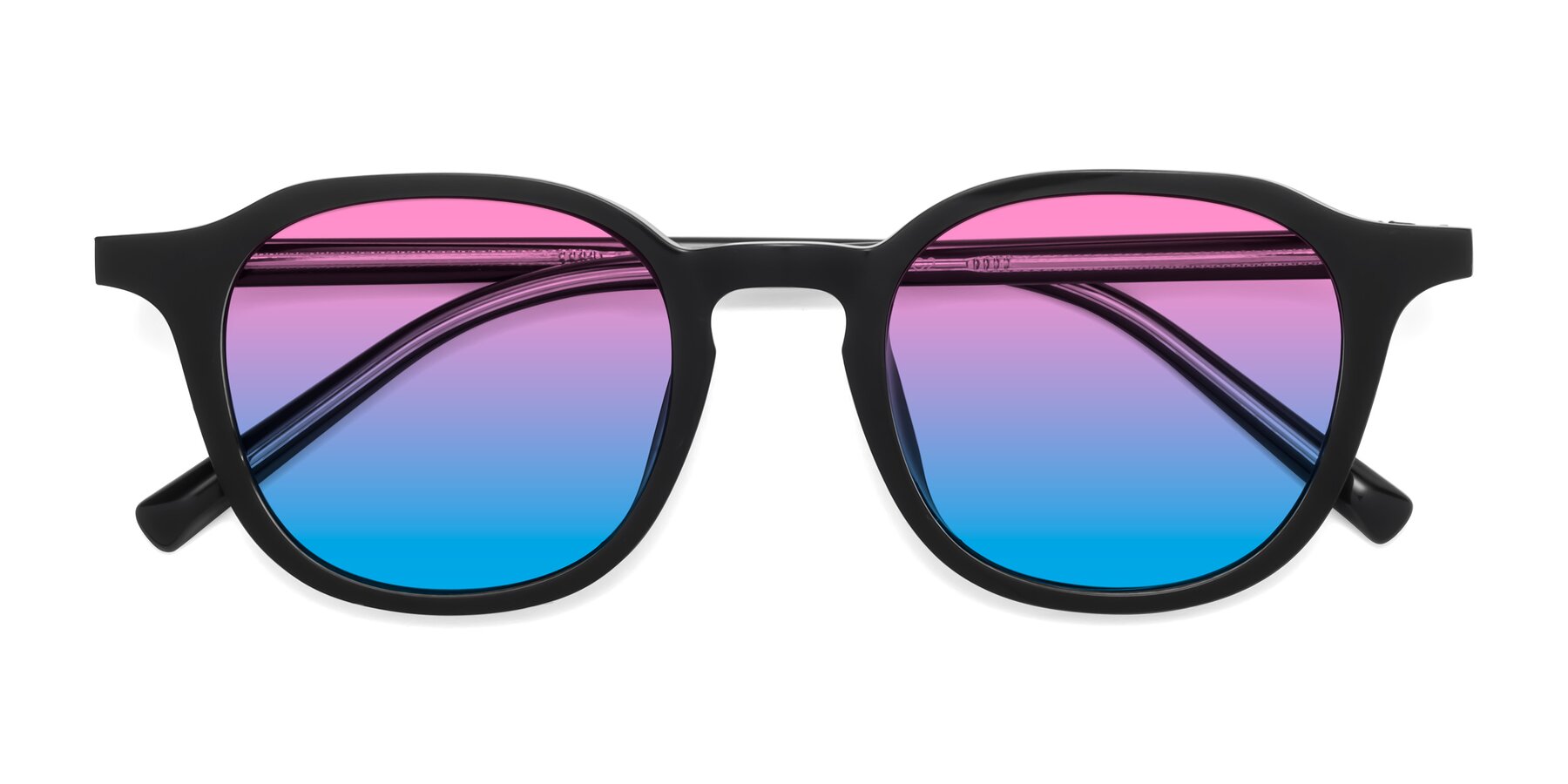 Folded Front of LaRode in Black with Pink / Blue Gradient Lenses