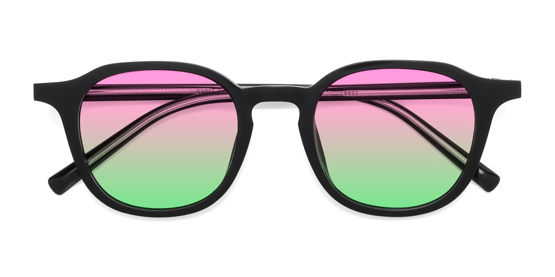 Folded Front of LaRode in Black with Pink / Green Gradient Lenses