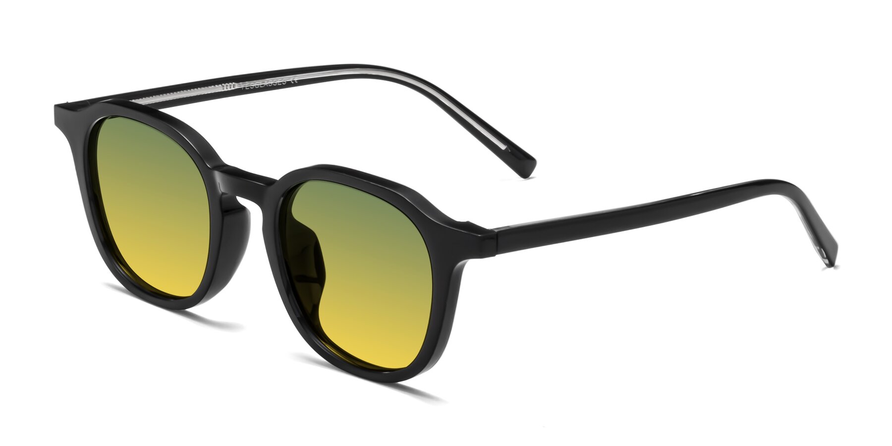Angle of LaRode in Black with Green / Yellow Gradient Lenses
