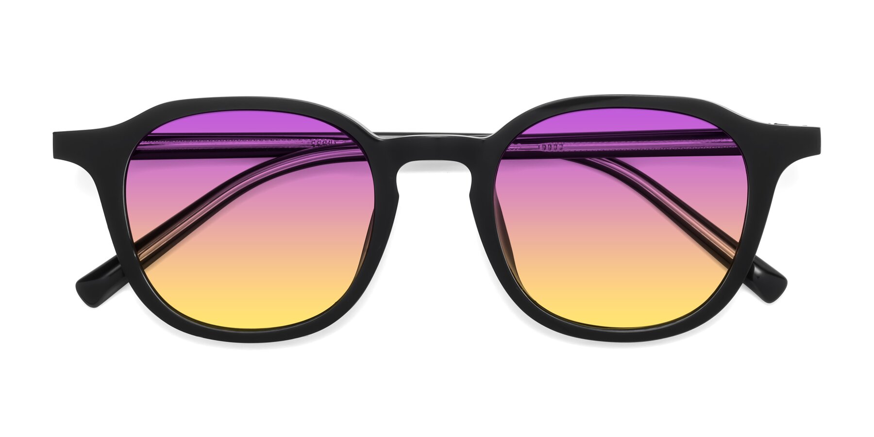 Folded Front of LaRode in Black with Purple / Yellow Gradient Lenses