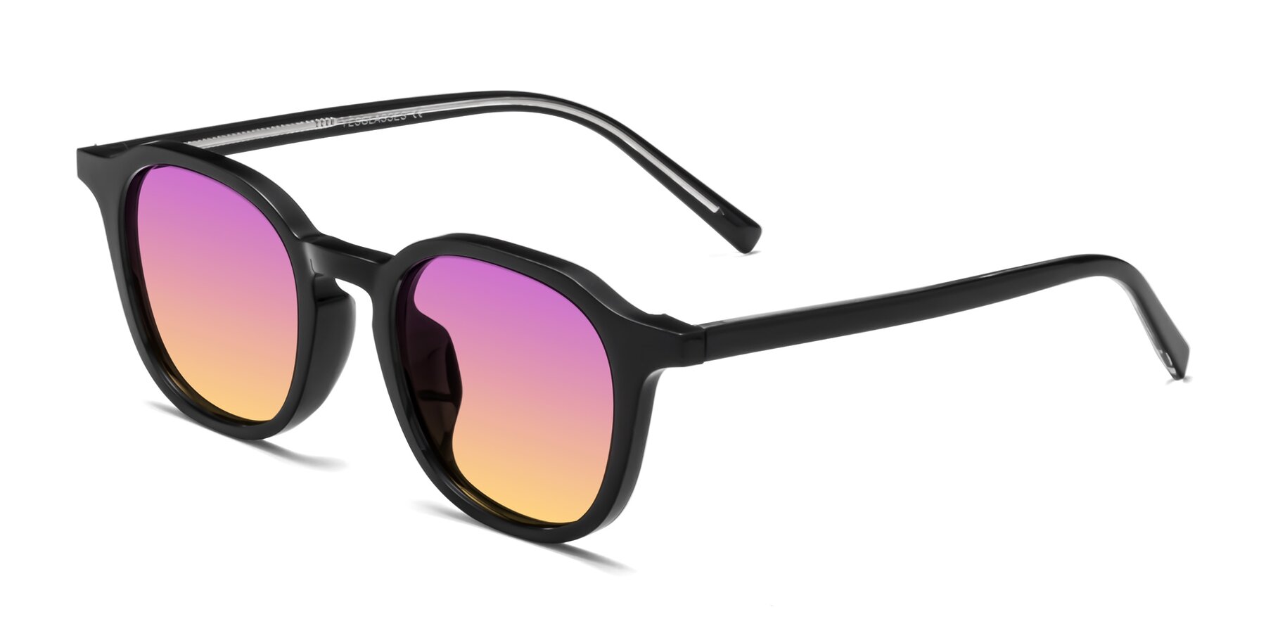 Angle of LaRode in Black with Purple / Yellow Gradient Lenses
