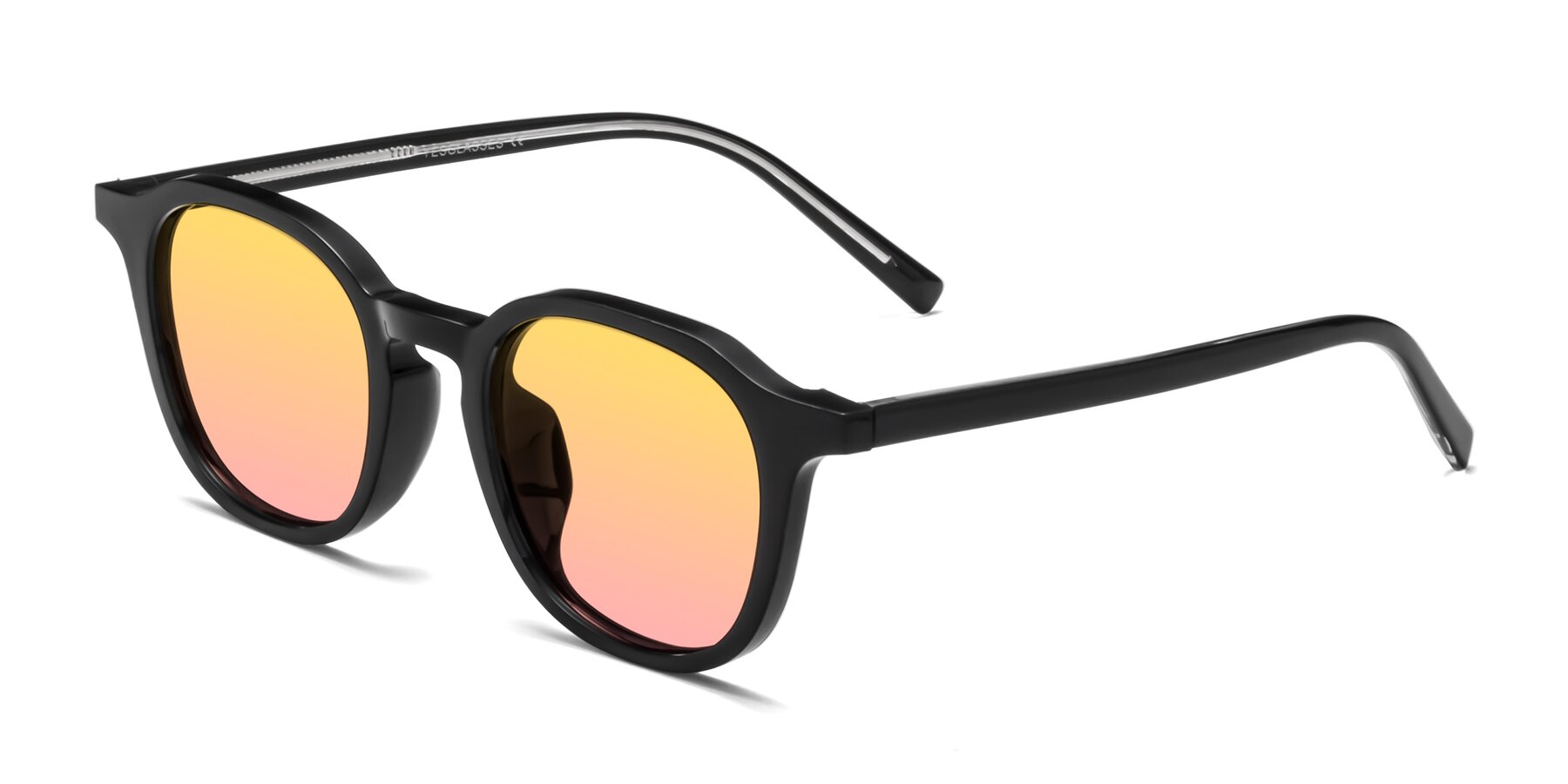 Angle of LaRode in Black with Yellow / Pink Gradient Lenses
