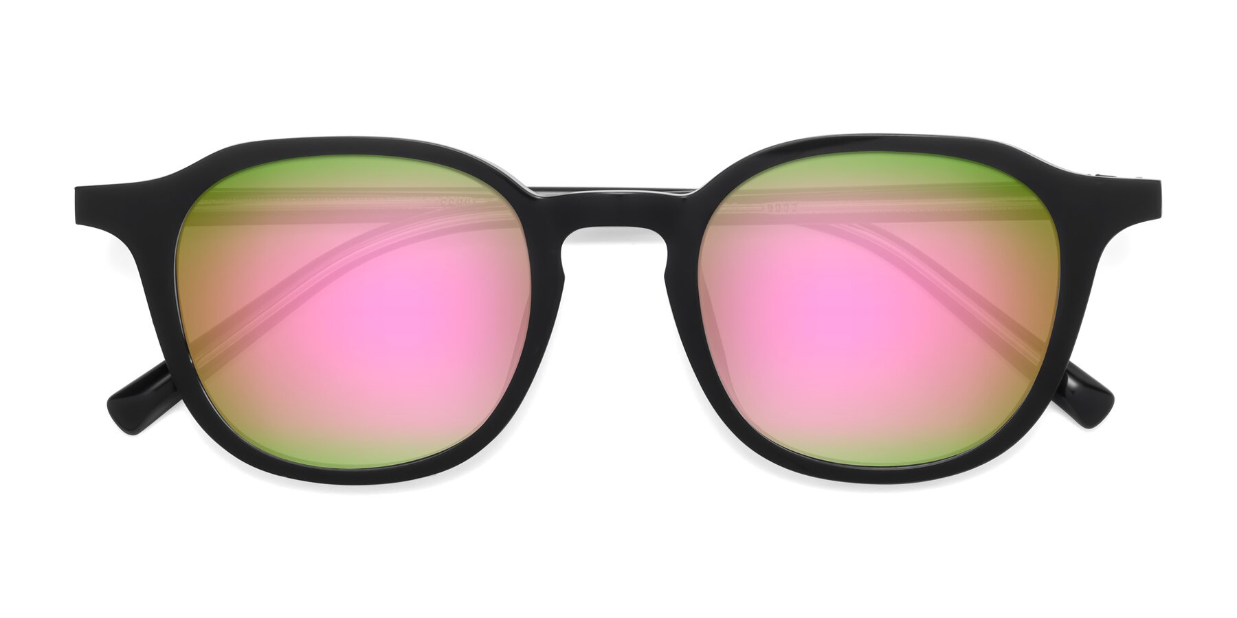 Folded Front of LaRode in Black with Pink Mirrored Lenses