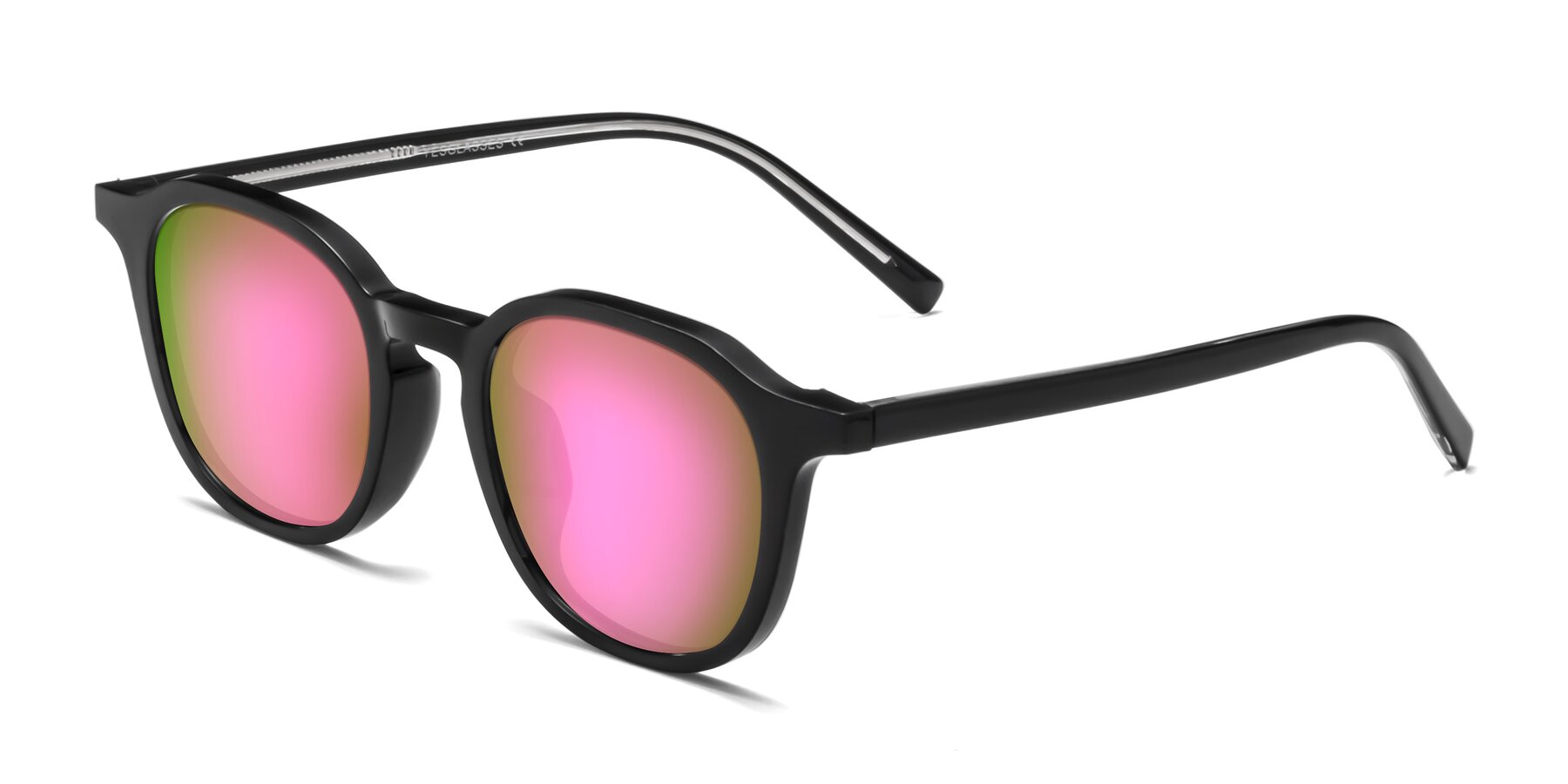Angle of LaRode in Black with Pink Mirrored Lenses