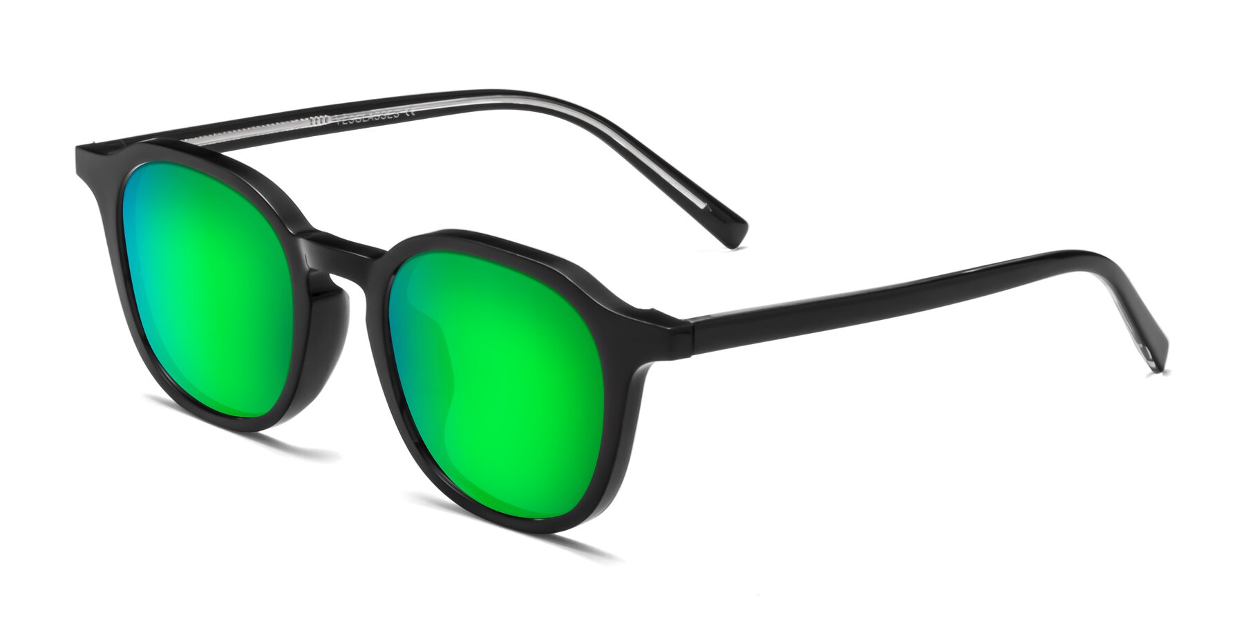 Angle of LaRode in Black with Green Mirrored Lenses