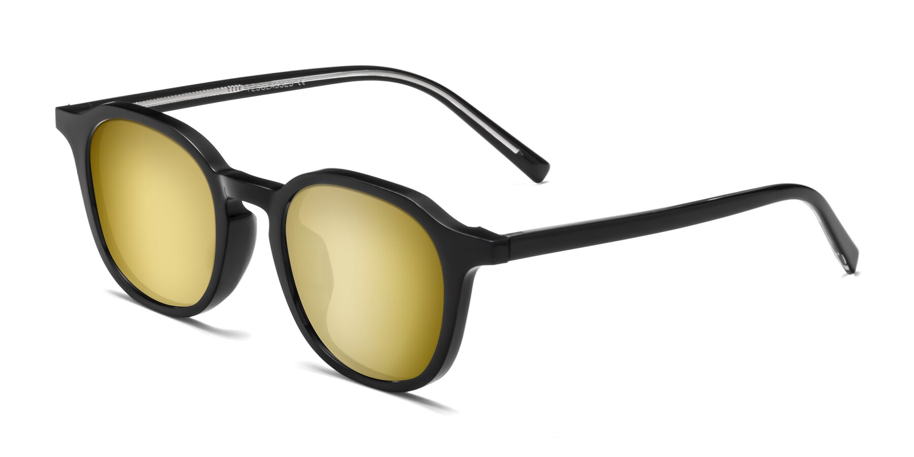 Angle of LaRode in Black with Gold Mirrored Lenses