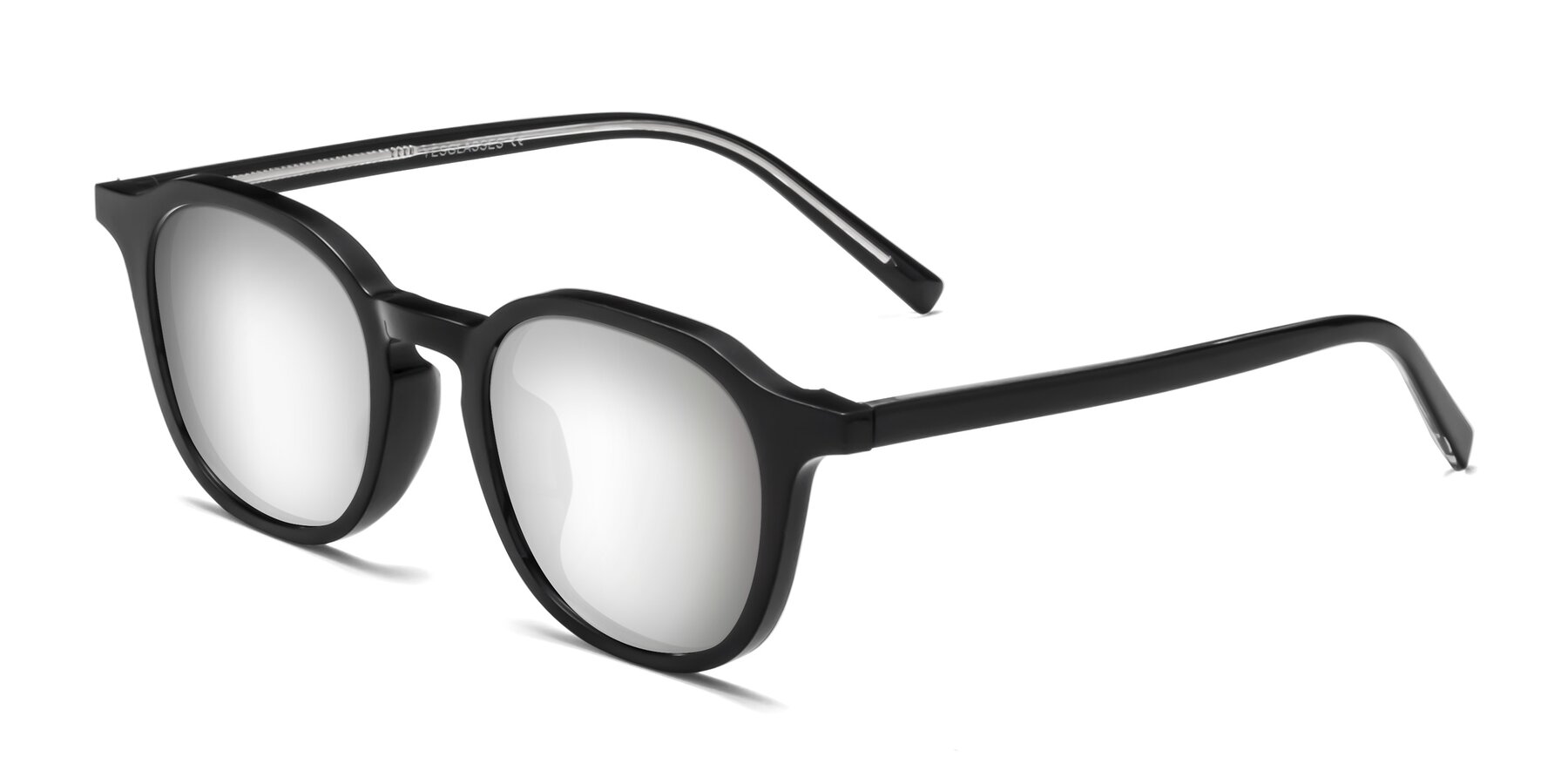 Angle of LaRode in Black with Silver Mirrored Lenses