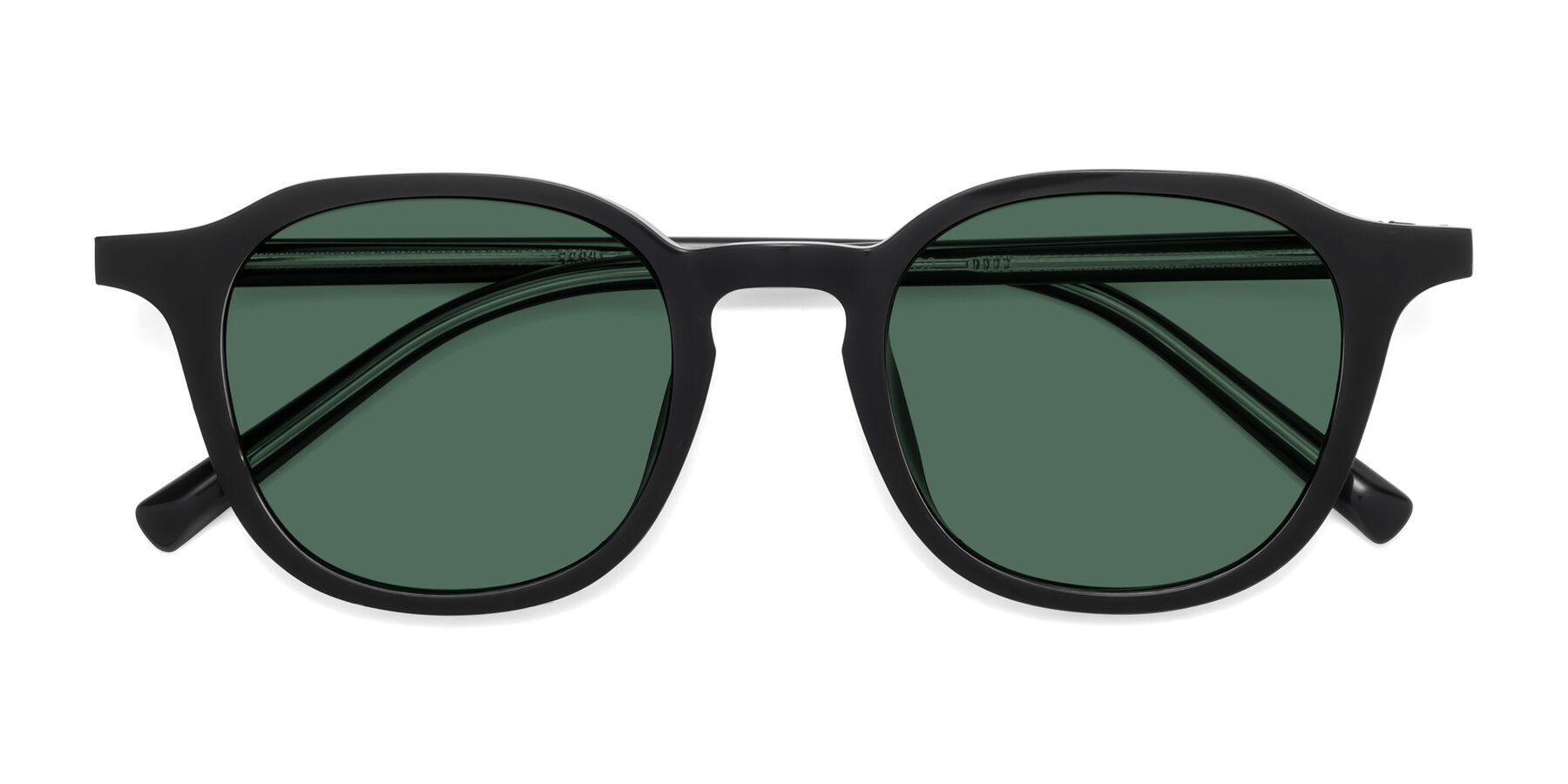 Folded Front of LaRode in Black with Green Polarized Lenses
