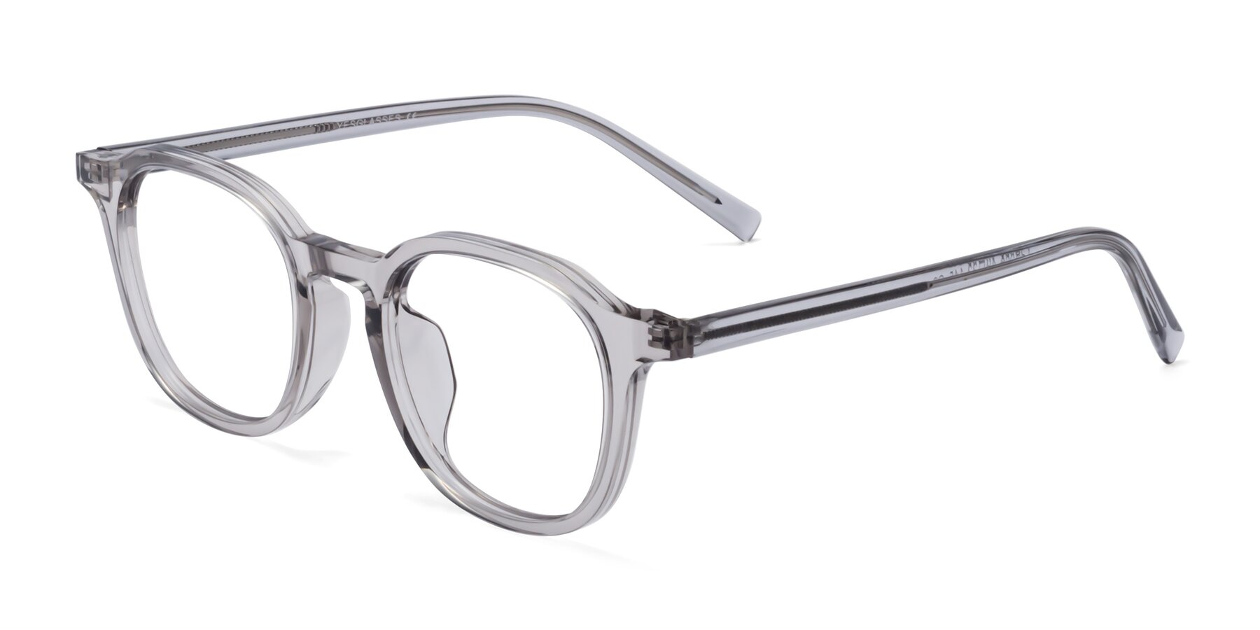 Angle of LaRode in Translucent Gray with Clear Eyeglass Lenses