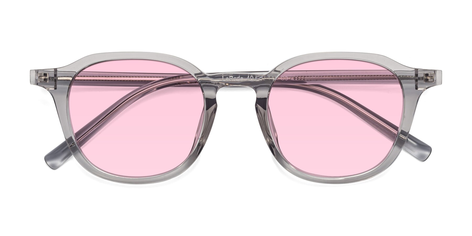 Folded Front of LaRode in Translucent Gray with Light Pink Tinted Lenses
