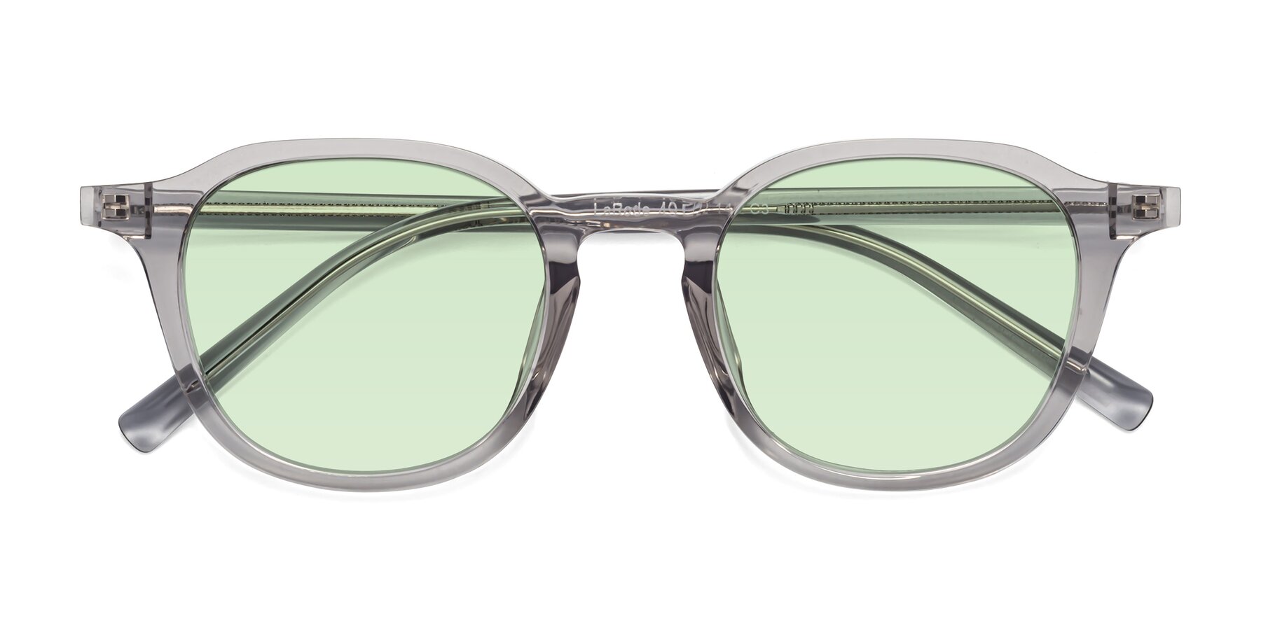 Folded Front of LaRode in Translucent Gray with Light Green Tinted Lenses