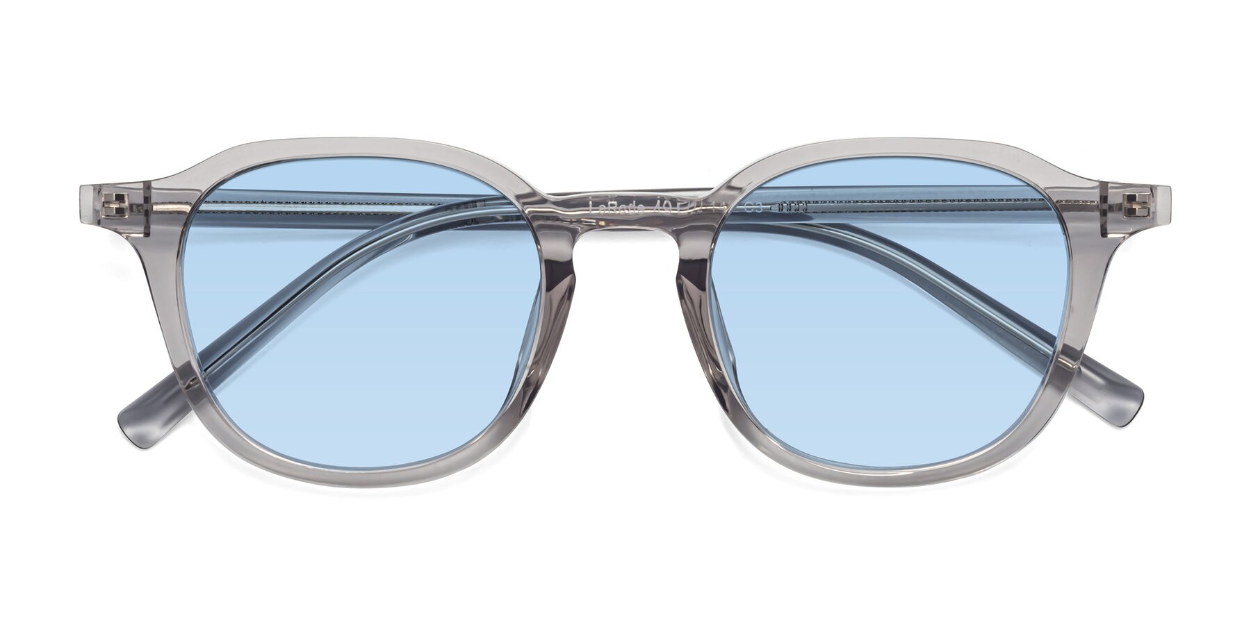 Folded Front of LaRode in Translucent Gray with Light Blue Tinted Lenses
