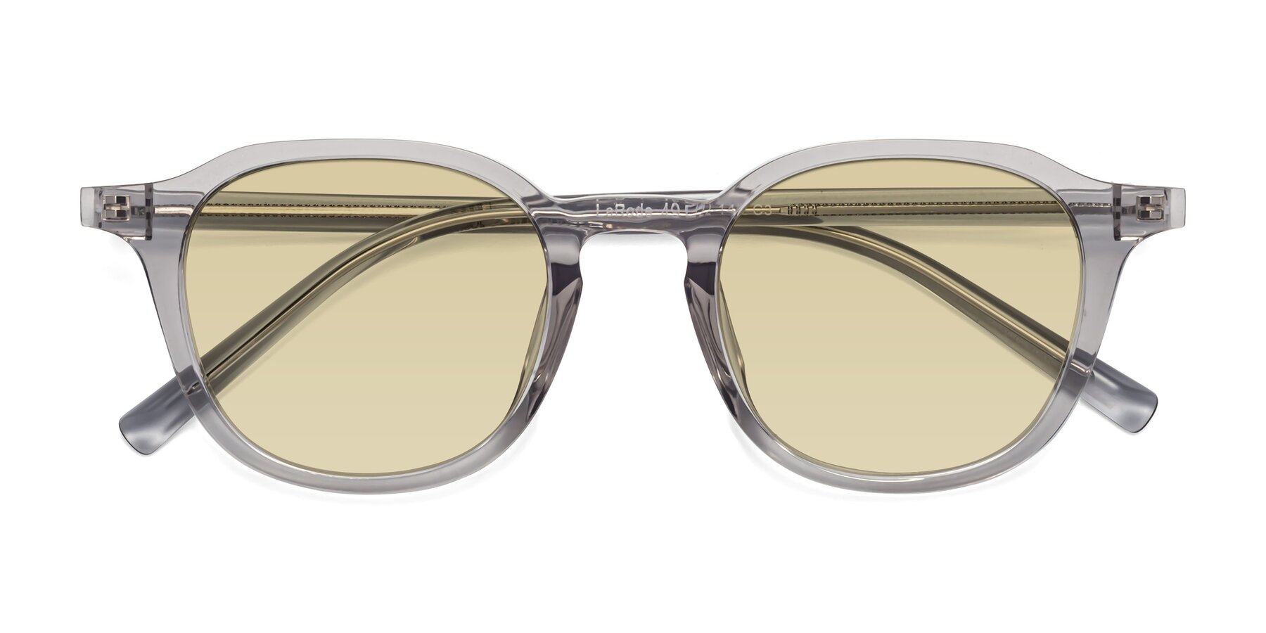 Folded Front of LaRode in Translucent Gray with Light Champagne Tinted Lenses