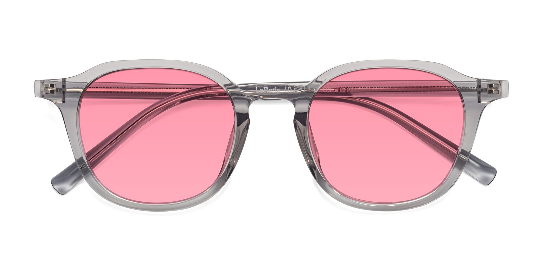 Folded Front of LaRode in Translucent Gray with Pink Tinted Lenses