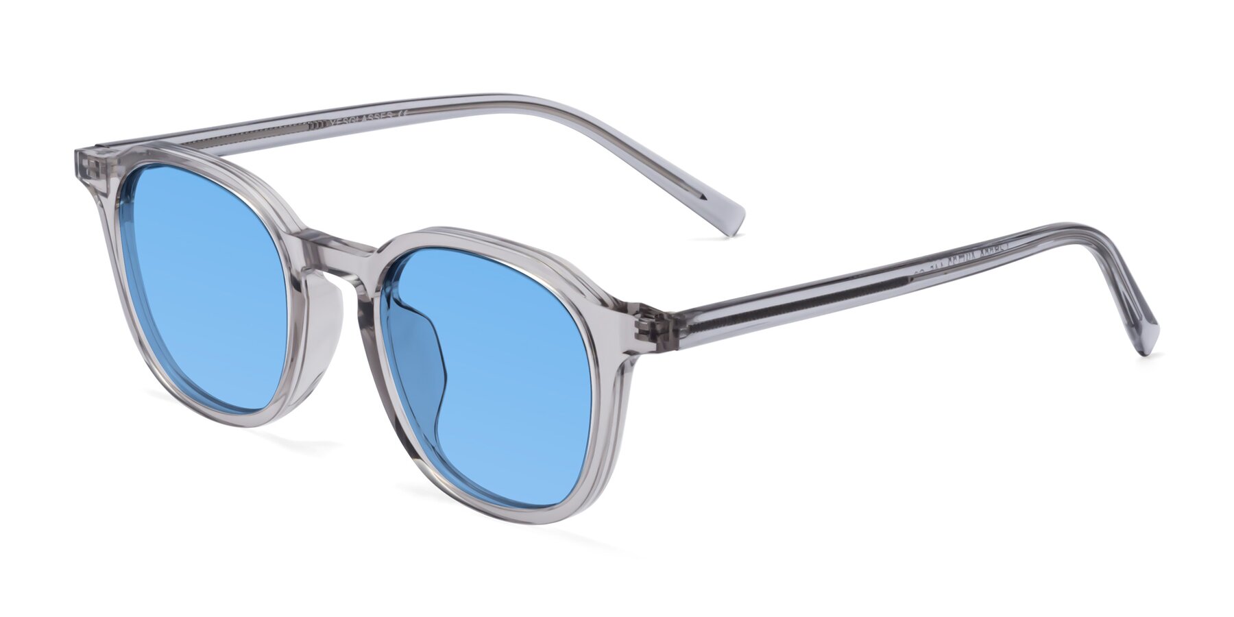 Angle of LaRode in Translucent Gray with Medium Blue Tinted Lenses