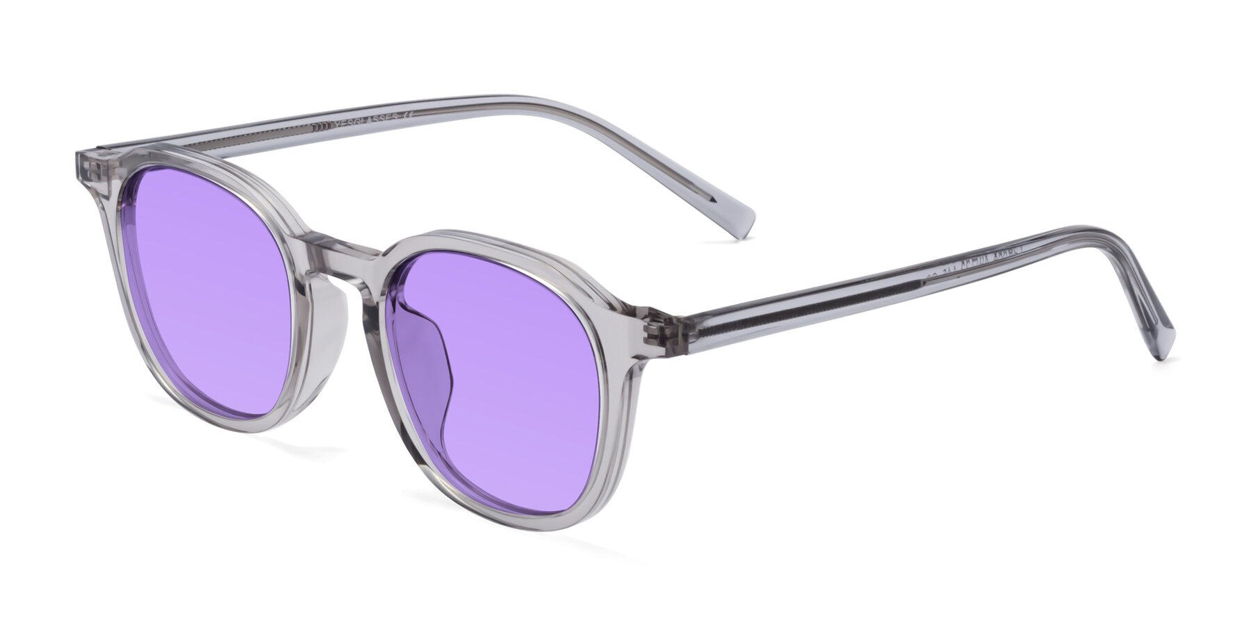 Angle of LaRode in Translucent Gray with Medium Purple Tinted Lenses