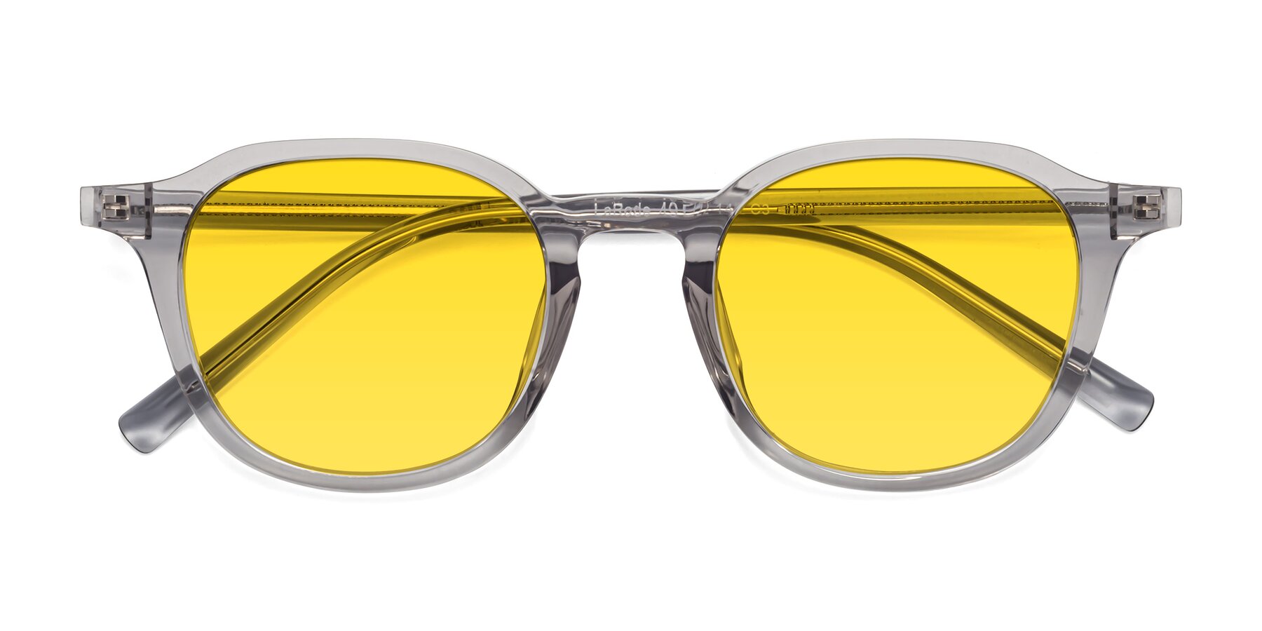 Folded Front of LaRode in Translucent Gray with Yellow Tinted Lenses