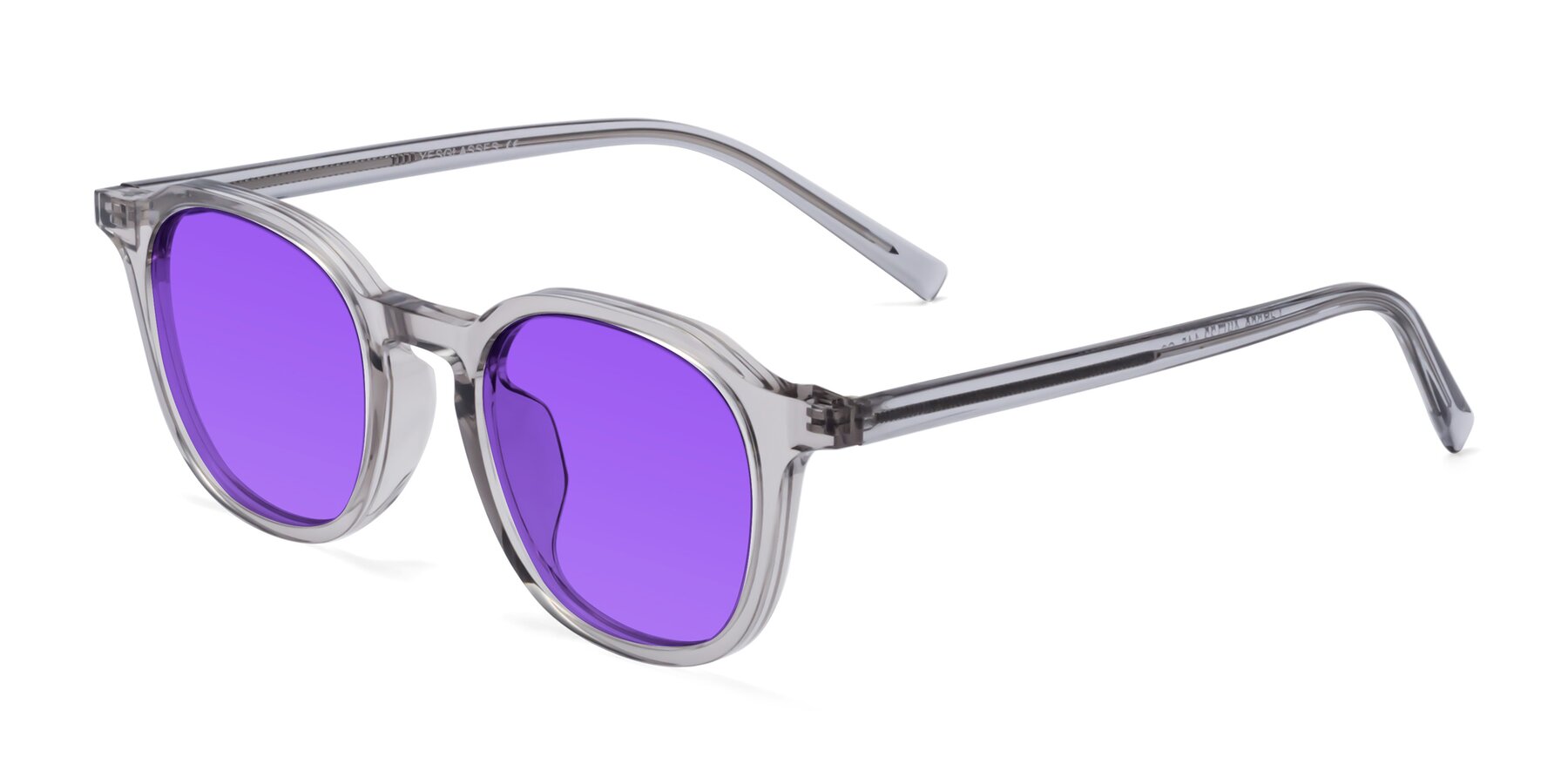 Angle of LaRode in Translucent Gray with Purple Tinted Lenses