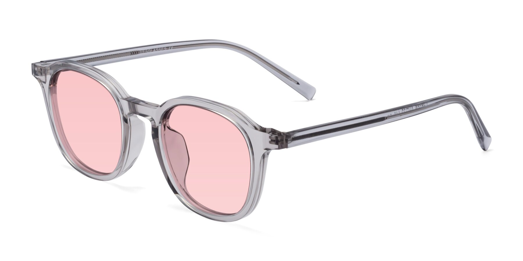 Angle of LaRode in Translucent Gray with Light Garnet Tinted Lenses