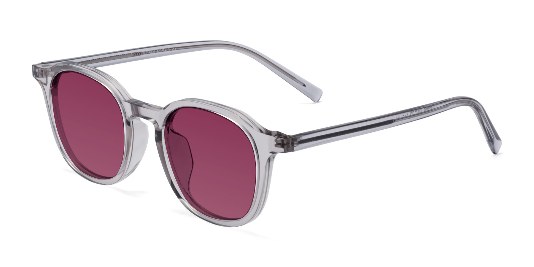 Angle of LaRode in Translucent Gray with Wine Tinted Lenses