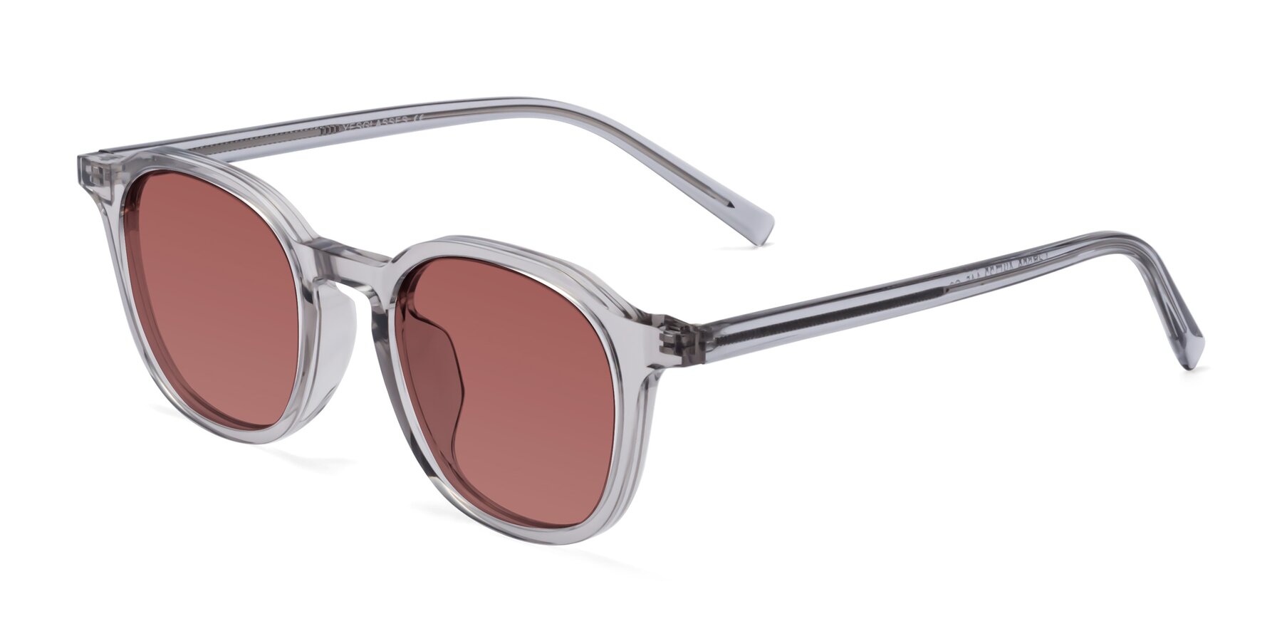 Angle of LaRode in Translucent Gray with Garnet Tinted Lenses