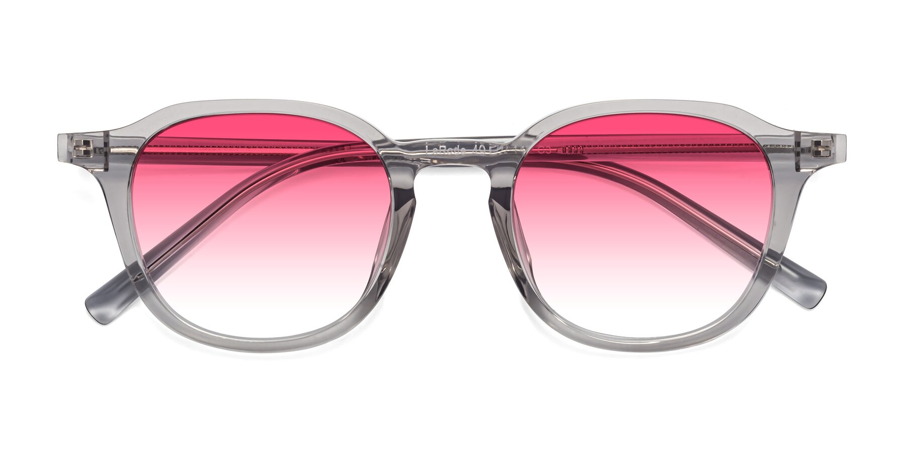 Folded Front of LaRode in Translucent Gray with Pink Gradient Lenses