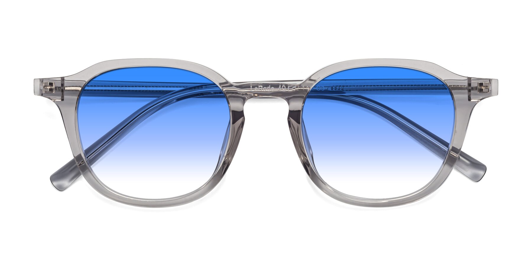Folded Front of LaRode in Translucent Gray with Blue Gradient Lenses