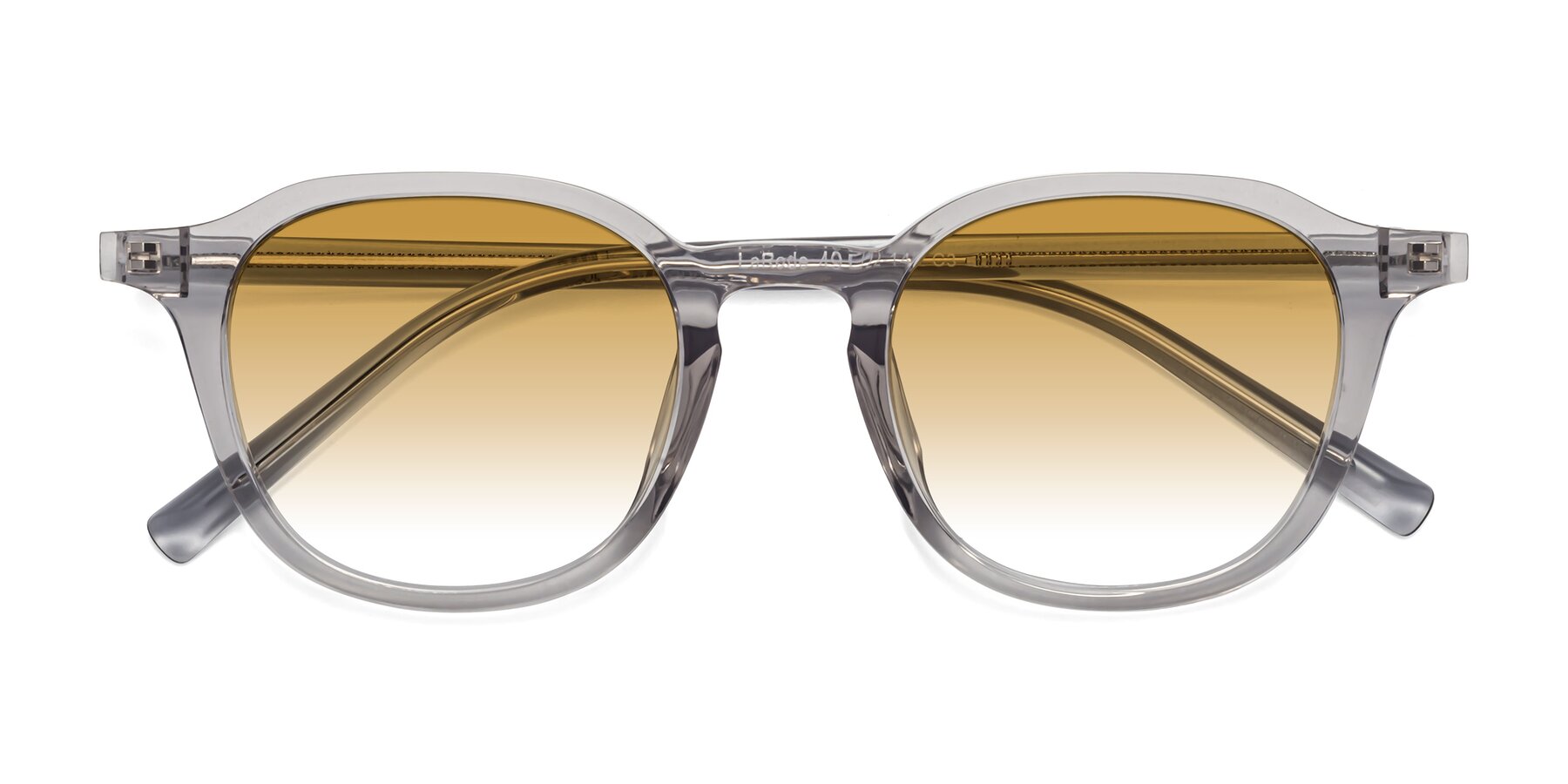 Folded Front of LaRode in Translucent Gray with Champagne Gradient Lenses