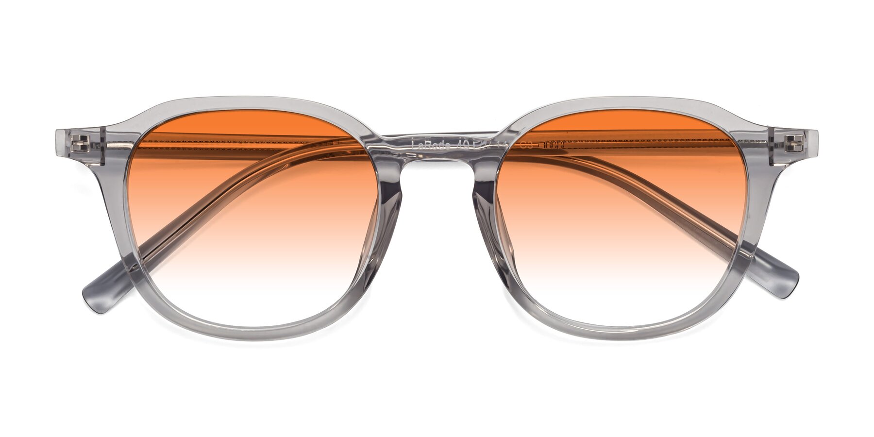 Folded Front of LaRode in Translucent Gray with Orange Gradient Lenses