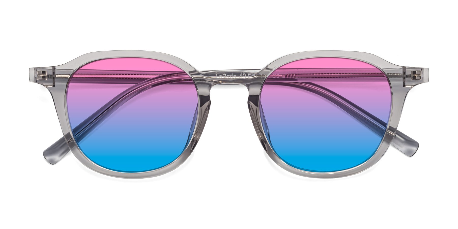 Folded Front of LaRode in Translucent Gray with Pink / Blue Gradient Lenses