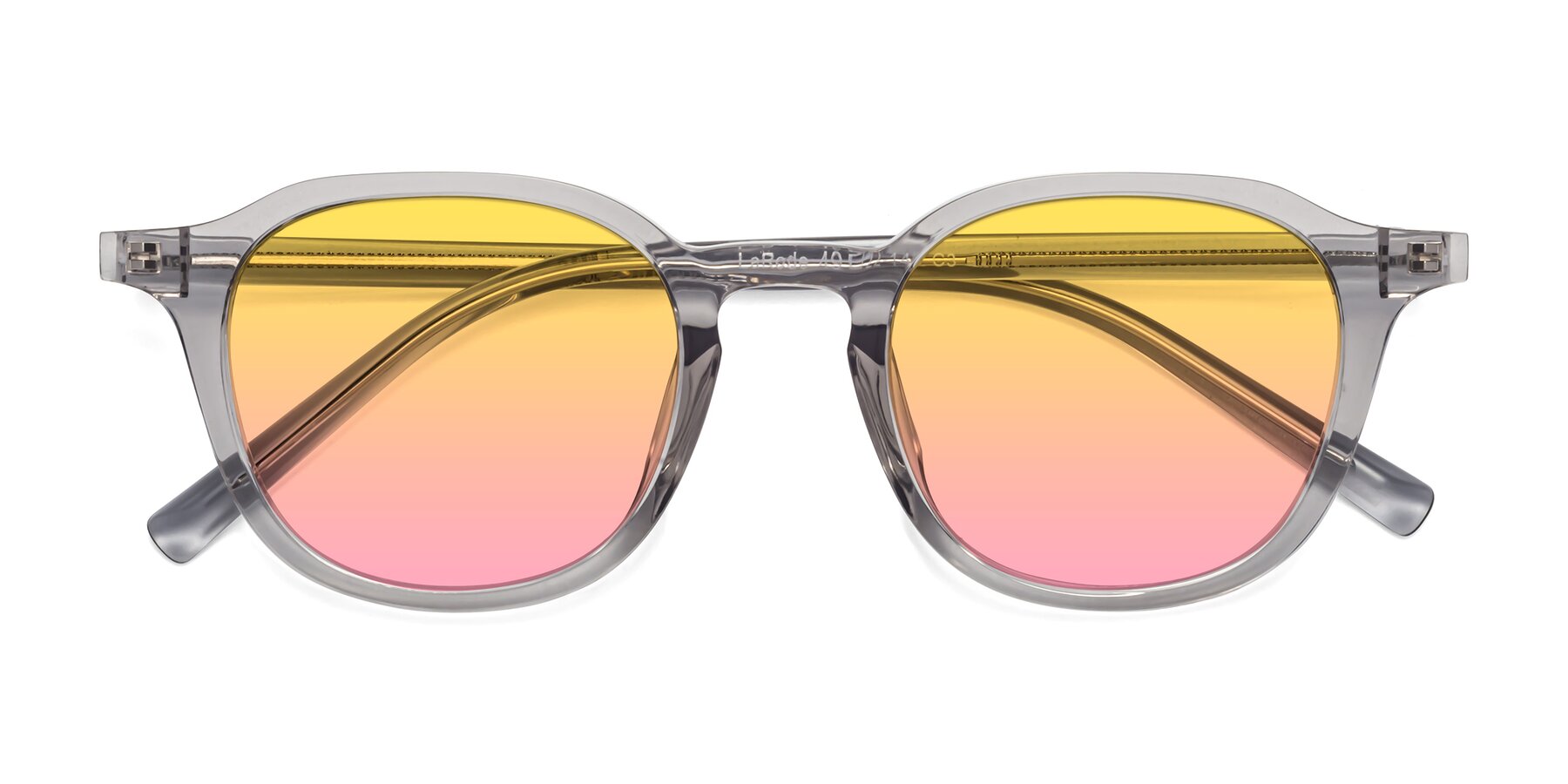 Folded Front of LaRode in Translucent Gray with Yellow / Pink Gradient Lenses