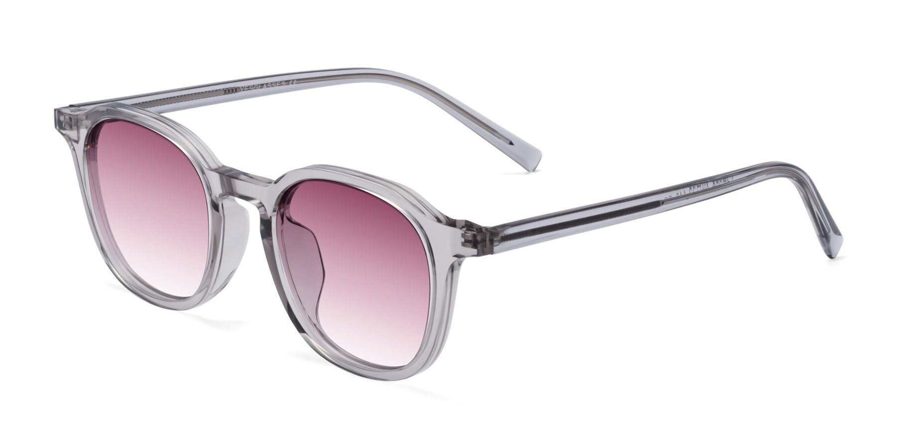 Angle of LaRode in Translucent Gray with Wine Gradient Lenses