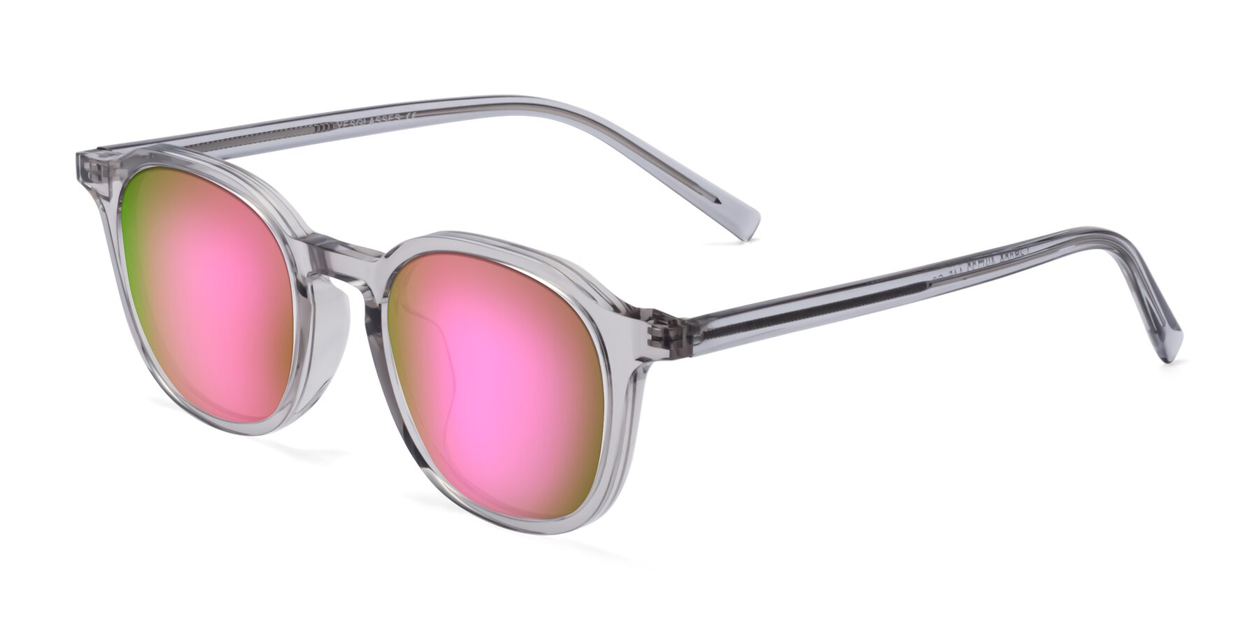 Angle of LaRode in Translucent Gray with Pink Mirrored Lenses