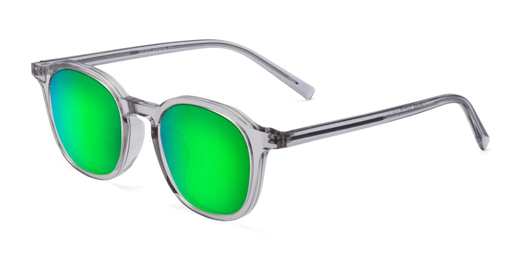 Angle of LaRode in Translucent Gray with Green Mirrored Lenses