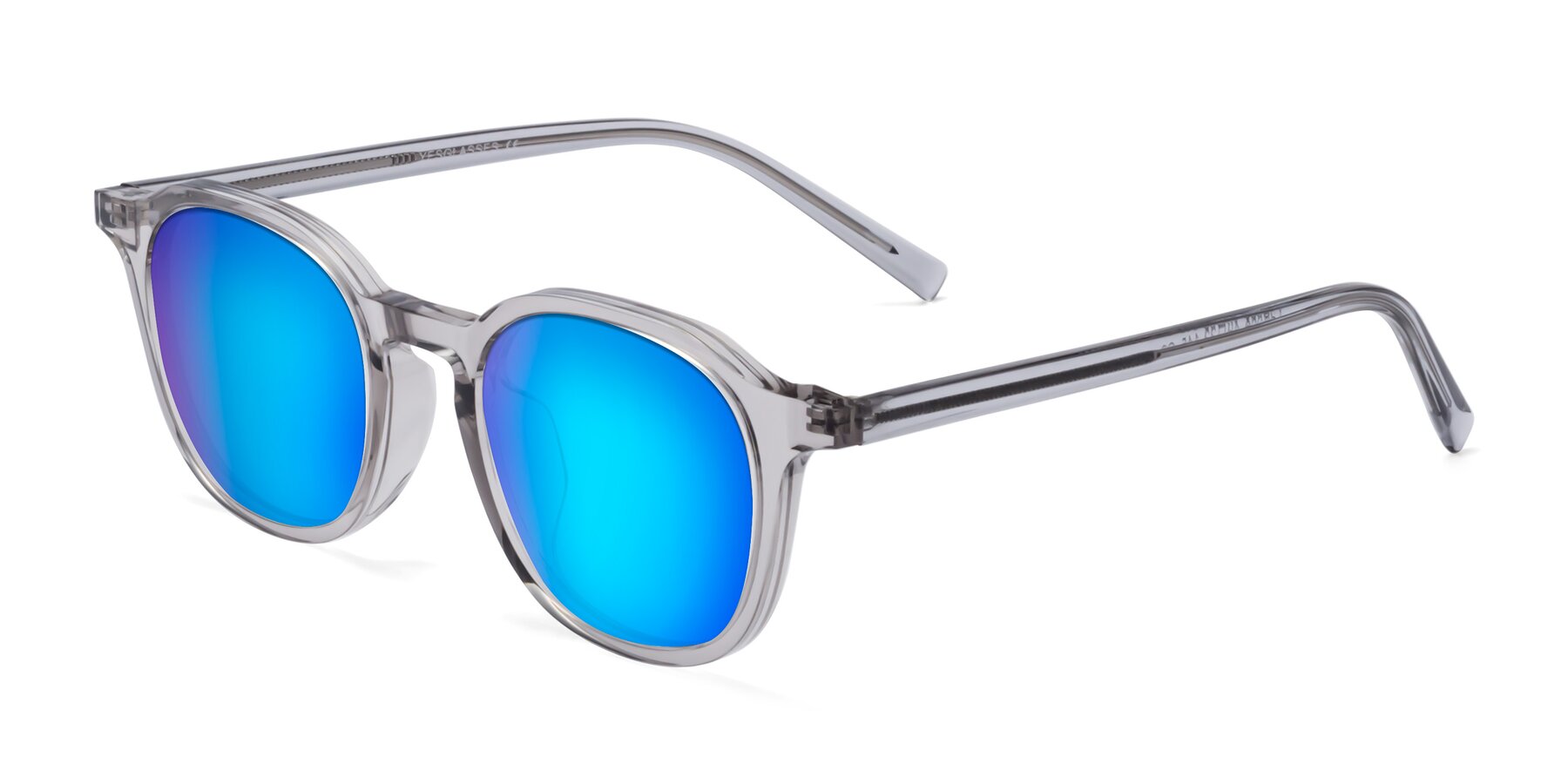 Angle of LaRode in Translucent Gray with Blue Mirrored Lenses