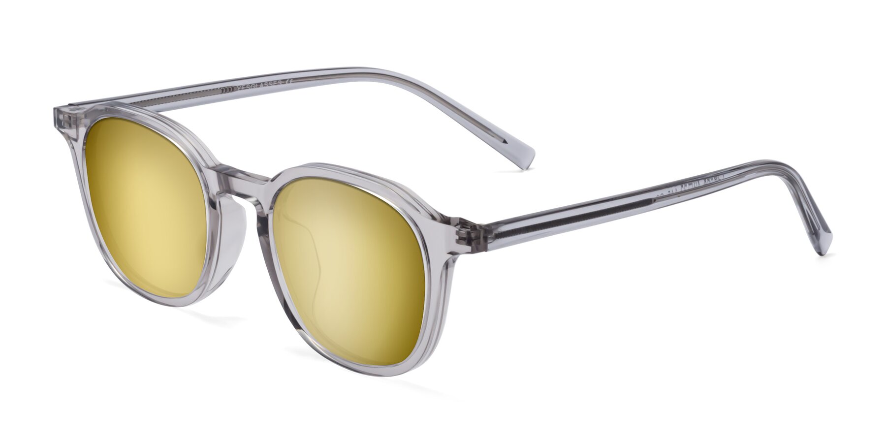 Angle of LaRode in Translucent Gray with Gold Mirrored Lenses