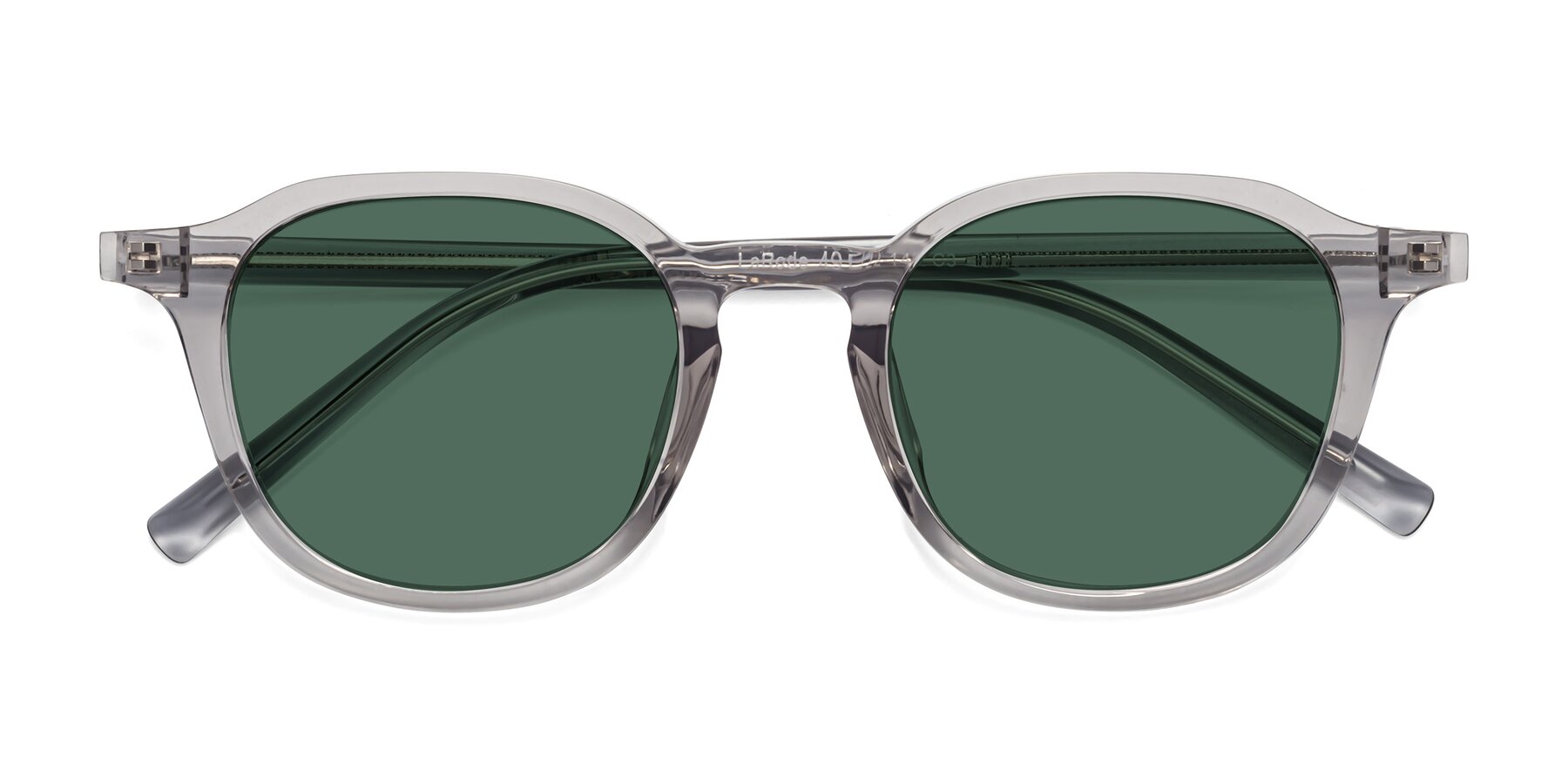Folded Front of LaRode in Translucent Gray with Green Polarized Lenses
