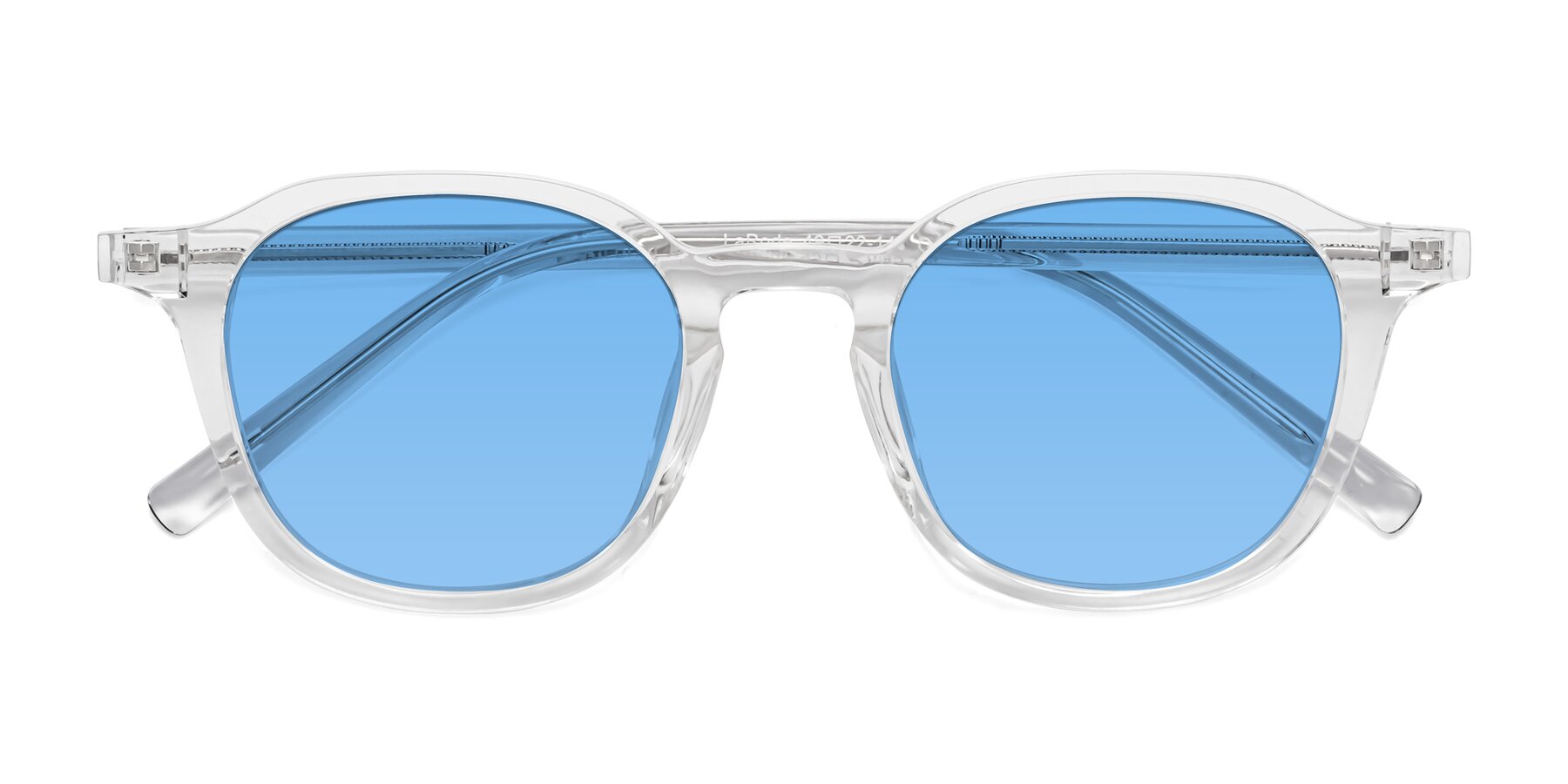 Folded Front of LaRode in Clear with Medium Blue Tinted Lenses