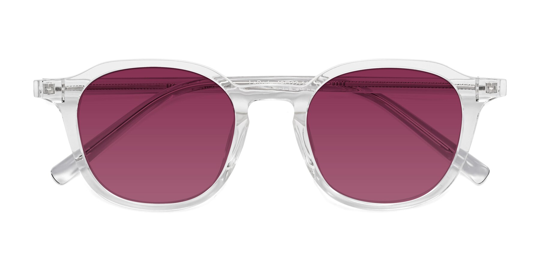 Folded Front of LaRode in Clear with Wine Tinted Lenses